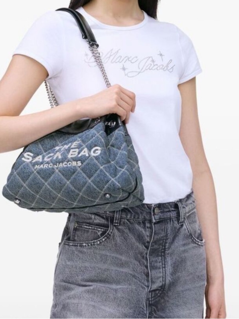 Marc Jacobs Women's The Quilted Denim Chain Sack Bag